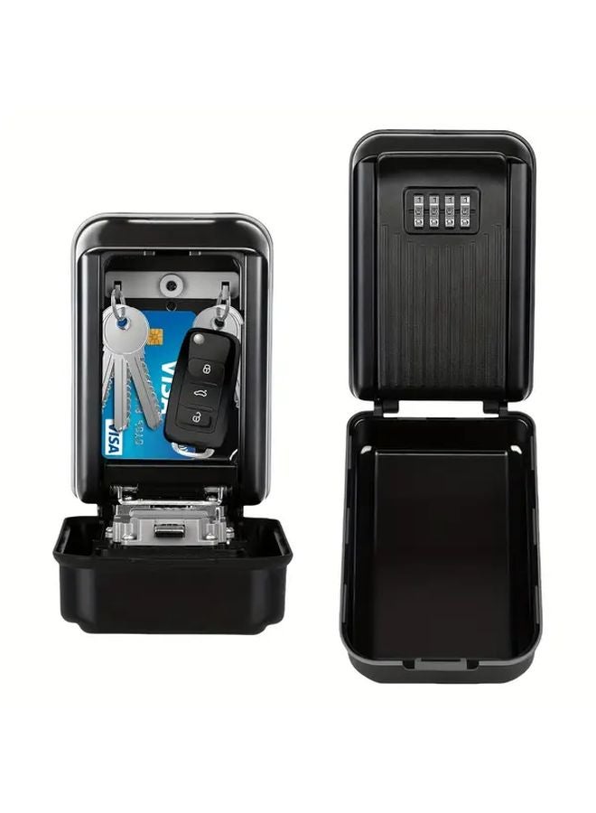 Black Key Lock Box with 4 Digit Code Large Capacity Secure Key Hider for Car Home Doorway - Image 1